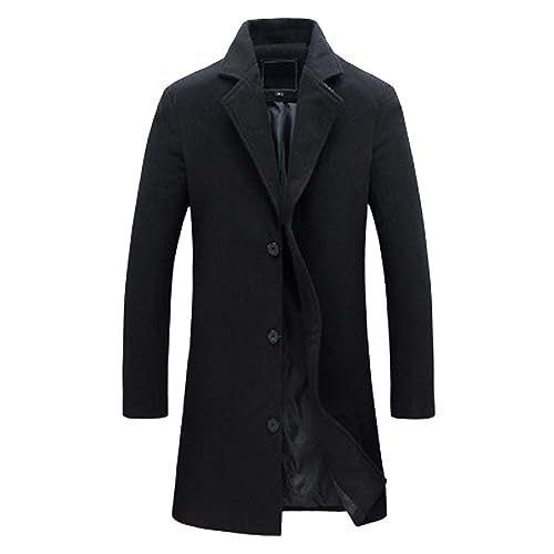 PETCDIM Mens Big and Tall Wool Blend Pea Coats Notched Collar